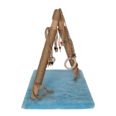 Püsküllü Boncuklu Kedi Tırmalama Tahtası + Oyun Alanı 30*40 cm Turkuaz