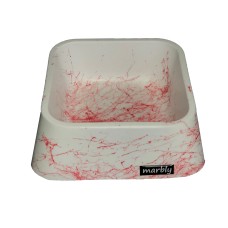 Marbly Kırmızı Beyaz Mermerit Köpek Mama Su Kabı 500 ml Marbly Kırmızı Beyaz Mermerit Köpek Mama Su Kabı 500 ml