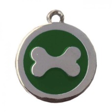 Kemik Desenli Kedi Köpek İsimlik Aksesuar 2,5 cm Yeşil