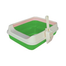 Kedi Tuvalet Kum Kabı + Kürek Hediyeli 13*36*48 cm Yeşil